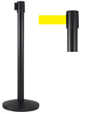 2 Colonnine Tendinastro 3 metri in Metallo Nero Opaco Ø36x101 cm Nastro Giallo