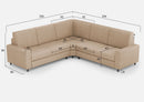 Divano Angolare 5 Posti 226x226x85 cm Sakar in Tessuto Beige