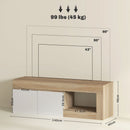 Mobile TV Moderno 60" max con Armadietto 2 Ante e Ripiano Aperto 140x40x48 cm Rivestimento di Melamina Bianco e color Legno      