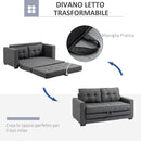Divano Letto 151x75x85 cm 2 Posti con Imbottitura e Molle in Tessuto Grigio  