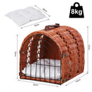 Trasportino in Vimini per Gatti con Cuscino Stile Vintage Marrone Varie Misure