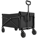 Carrello da Giardino 80L Pieghevole con Maniglia Regolabile, in Metallo e Tessuto Oxford, 78x47.5x92 cm, Nero      