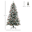 Albero di Natale Artificiale Innevato 180 cm 678 Rami con Bacche Rosse e Pigne Verde