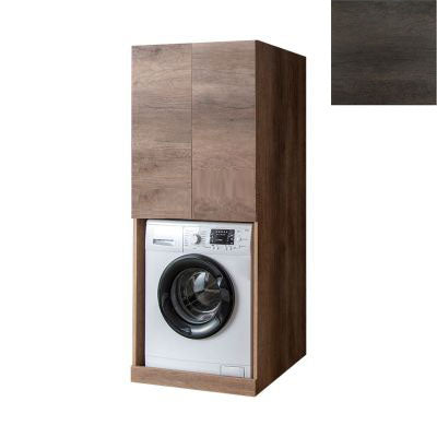 prezzo Mobile Lavanderia a Colonna per Lavatrice o Asciugatrice con 2 Ante Installabili Sopra o Sotto 70x70x174A cm in Nobilitato Unika Olmo Scuro
