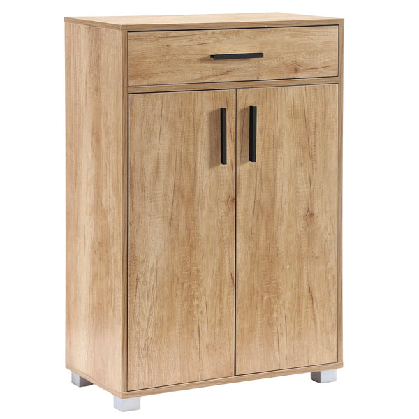 online Scarpiera Mobile Salvaspazio 2 Ante 1 Cassetto 63x33x95h cm in Melaminico Venato a Rilievo Rovere Naturale