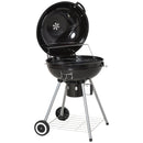 Barbecue a Carbone Carbonella Coperchio Termometro e Doppia Griglia in Metallo Nero 