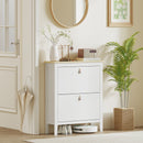 Scarpiera Slim per 14 Paia di Scarpe 80x24x95,5cm 2 Cassetti Bianco   