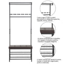 Panchina Ingresso con Appendiabiti in Metallo Imbottita Marrone 72.5x35x180 cm 