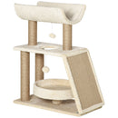 Albero Tiragraffi 60x30x76 cm con Cucce e Pannello in Sisal Marrone Chiaro   