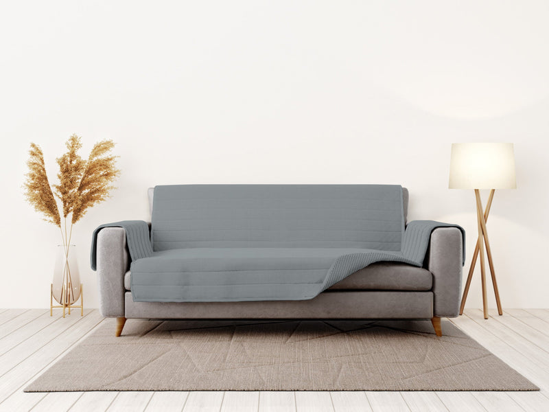 Copridivano Trapuntato in Microfibra Grigio Chiaro Varie Misure