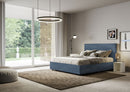 Letto Matrimoniale con Alzata Comoda Imbottito in Microfibra Mika Blu Varie Misure