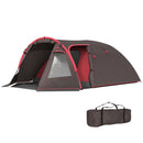 Tenda da Campeggio Impermeabile 360x250x130 cm da 2-4 Persone con Stanze Separate e Doppie Porte Grigio   