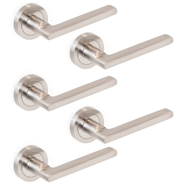 prezzo Maniglie Perth per Porta da Interno Ø50 mm Alluminio e Zama Nickel Satinato 5 Set. Emuca