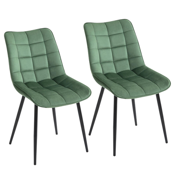 Set 2 Sedie Imbottite 46x58,5x85,5 cm in Tessuto Vellutato Verdi online