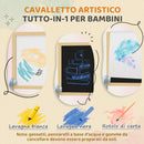 Cavalletto per Bambini Doppia Lavagna per Gesso e Pennarelli Lavagnetta Magnetica e Rotolo di Carta Legno      