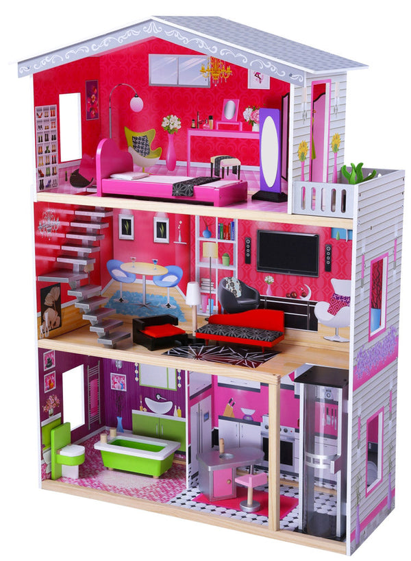 Casa per Bambole 3 Piani 83x32x115cm in Legno Miller Villino Fashion online