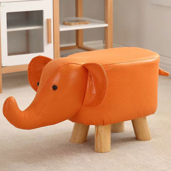 Sgabello Poggiapiedi Basso per Bambini a Forma di Elefante Pouf Arancione sconto