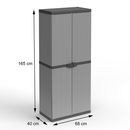 Armadio da Esterno 68x40x165 cm 2 Ante 4 Ripiani in Resina Grigio    