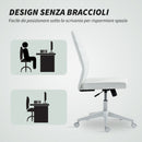 Sedia da Ufficio Ergonomica e Regolabile 58x53x97-107 cm con Schienale Ricurvo in Pelle PU e Acciaio Bianco      