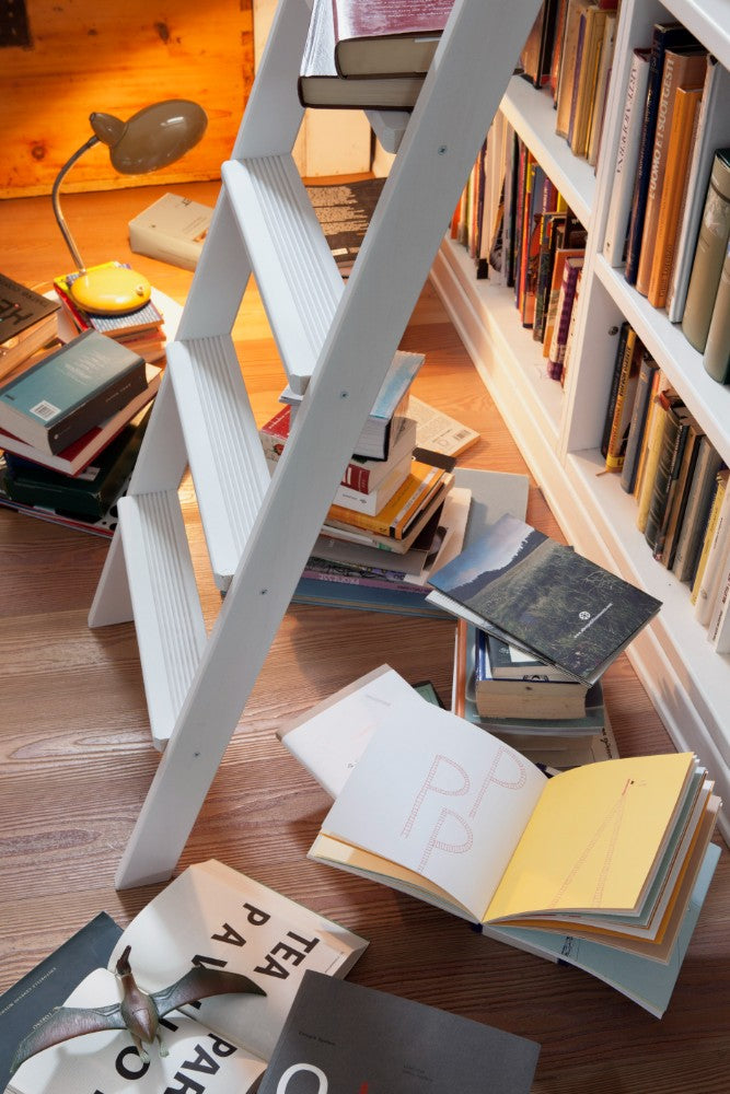 Scala Appoggio in Legno 11 Gradini H275 cm Laccato Bianco