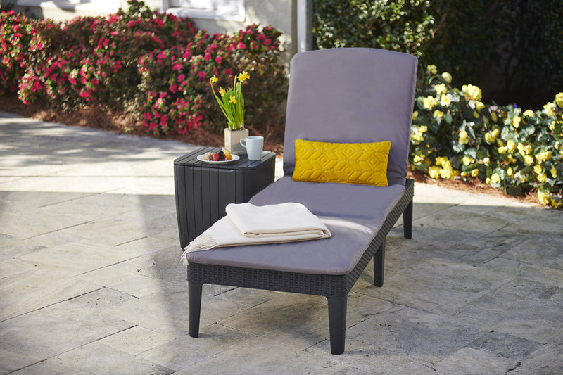 Lettino Prendisole da Giardino 187,5x58x29 cm con Cuscino in Resina Keter Jaipur Antracite