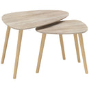 Set 2 Tavolini da Salotto Impilabili Stile Nordico 59,5x39,5x45 cm con Gambe in Legno e Piano in MDF Color Legno      