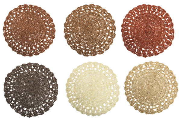 online Set 6 Tovagliette Tonda Ø38 cm Villa d'Este Home Tivoli Uncinetto Chocolate