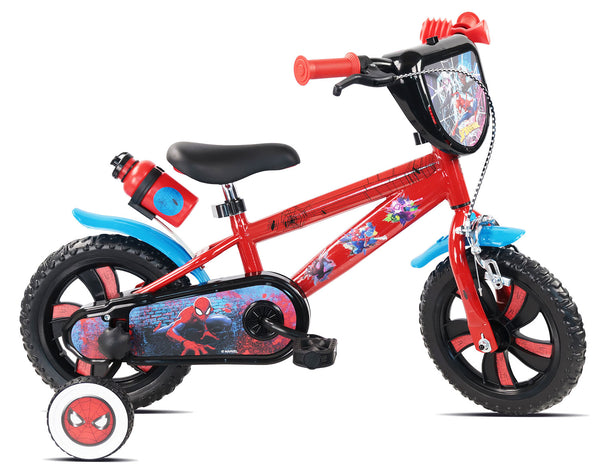 Bicicletta per Bambini 12" Marvel Spiderman Freno Caliper e Stabilizzatori in Acciaio Hi-Ten Rosso sconto