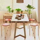 Set 4 Sgabelli Impilabili Rotondi in Legno 40x54 cm Rosso e Legno 