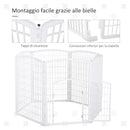 Recinto per Animali Domestici Cani Gatti Ø135 cm in Plastica  Bianco