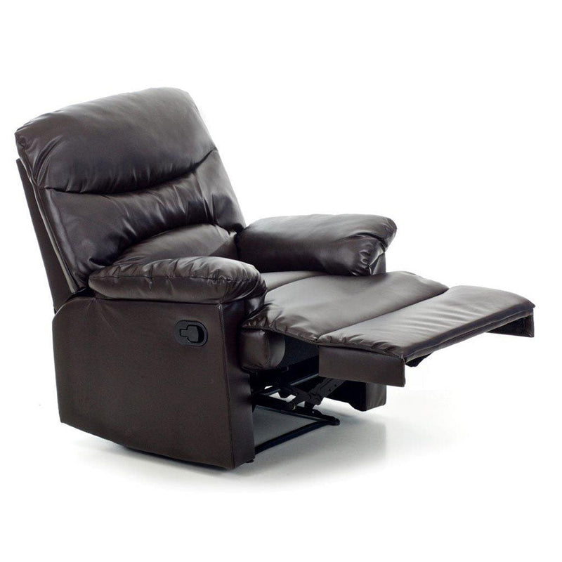 Poltrona Relax Reclinabile Manuale Rivestimento in Cuoio Diana Marrone