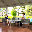 Set da Giardino con Divanetto 2 Poltrone e Tavolino in Vetro in Rattan Grigio    