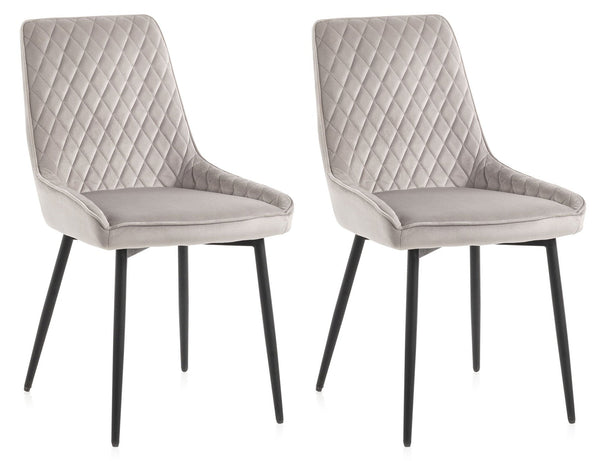 prezzo Set 2 Sedie 46,5x48x84,5 cm in Velluto Grigio