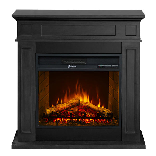acquista Camino Elettrico da Terra 89,5x90,5x28 cm Jefferson in Legno Nero