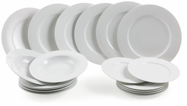 acquista Servizio Piatti 18 Pezzi in Porcellana Villa d'Este Home Tivoli Simple Bianco