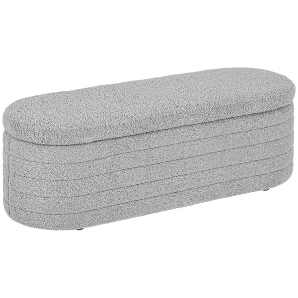 Panca Contenitore Fondo Letto 116x41x40,5 cm in Tessuto Teddy Grigio Chiaro sconto