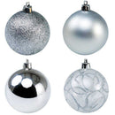 Set 102 Addobbi per Albero di Natale con Palline Calze Stelle e Pigne in Plastica e Polistirolo Silver      