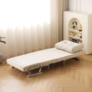 Poltrona Letto Reclinabile Chaise Lounge con Seduta Imbottita Convertibile in Velluto a Coste Beige