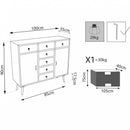 Mobiletto Laval 100x35x90 h cm in Legno Multicolor