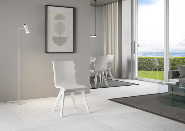 Sedia 52x52x87 cm Trudy gambe bianche in Similpelle Bianco online
