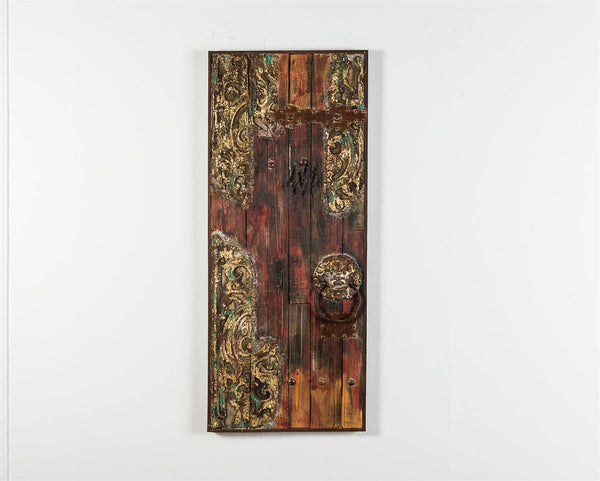 sconto Dipinto a Olio su Legno Antico con Inserti Decorativi in Metallo. Telaio in Legno Dreams