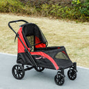 Passeggino per Cani Taglia Grande 124x67x100 cm Pieghevole con Finestre a Rete Nero  