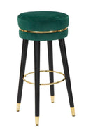 Sgabello Bar Paris Ø35x74 cm in Legno e Tessuto Vellutato Verde