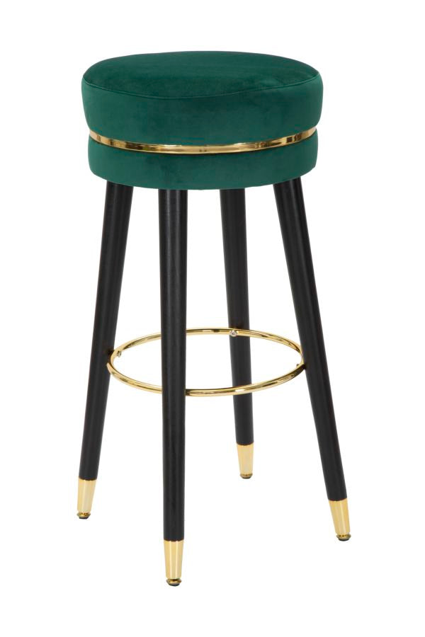 Sgabello Bar Paris Ø35x74 cm in Legno e Tessuto Vellutato Verde acquista