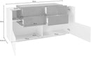 Credenza 2 Ante Battenti e 4 Cassetti 160x86x45 cm New Coro Bianco Lucido e Ardesia