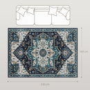 Tappeto Boho Antiscivolo e Lavabile 230x160 cm a Pelo Corto in Effetto Cashmere Blu  