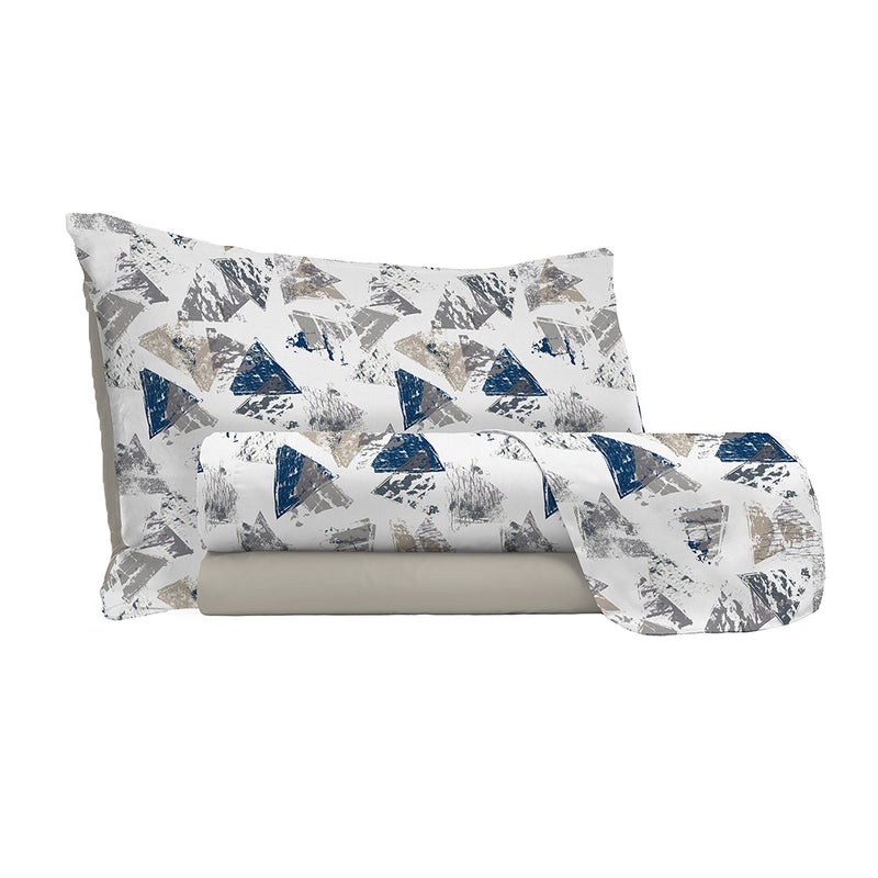 Set Lenzuola Sopra Sotto e Federe in Microfibra Urban Blu Varie Misure