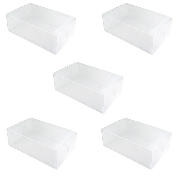 prezzo Set 5 Scatole per Scarpe 33x21x12 cm Contenitore Organizzatore Salvaspazio Trasparenti