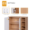 Credenza con 2 Ante e 5 Ripiani in Legno e Bianco 80x32x90.5 cm Seconda Scelta