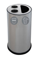Pattumiera a Bidone per Raccolta Differenziata Ø35x72 cm 2 Scomparti Tubolari e 1 Scomparto da 35 L in Acciaio Inox Satinato  